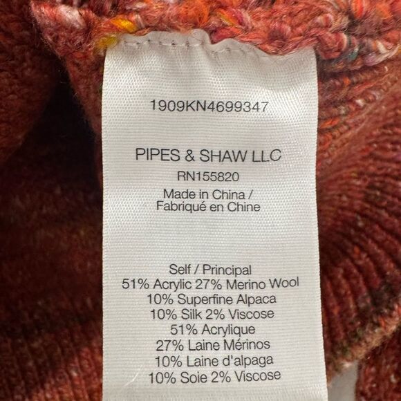 $550 Veronica Beard Adelaida Gold Button Orange Rust Balloon Sleeve sweater - Picture 12 of 12